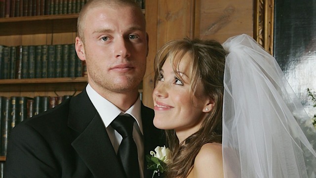 Freddie Flintoff with his wife Rachael Wools on their wedding day