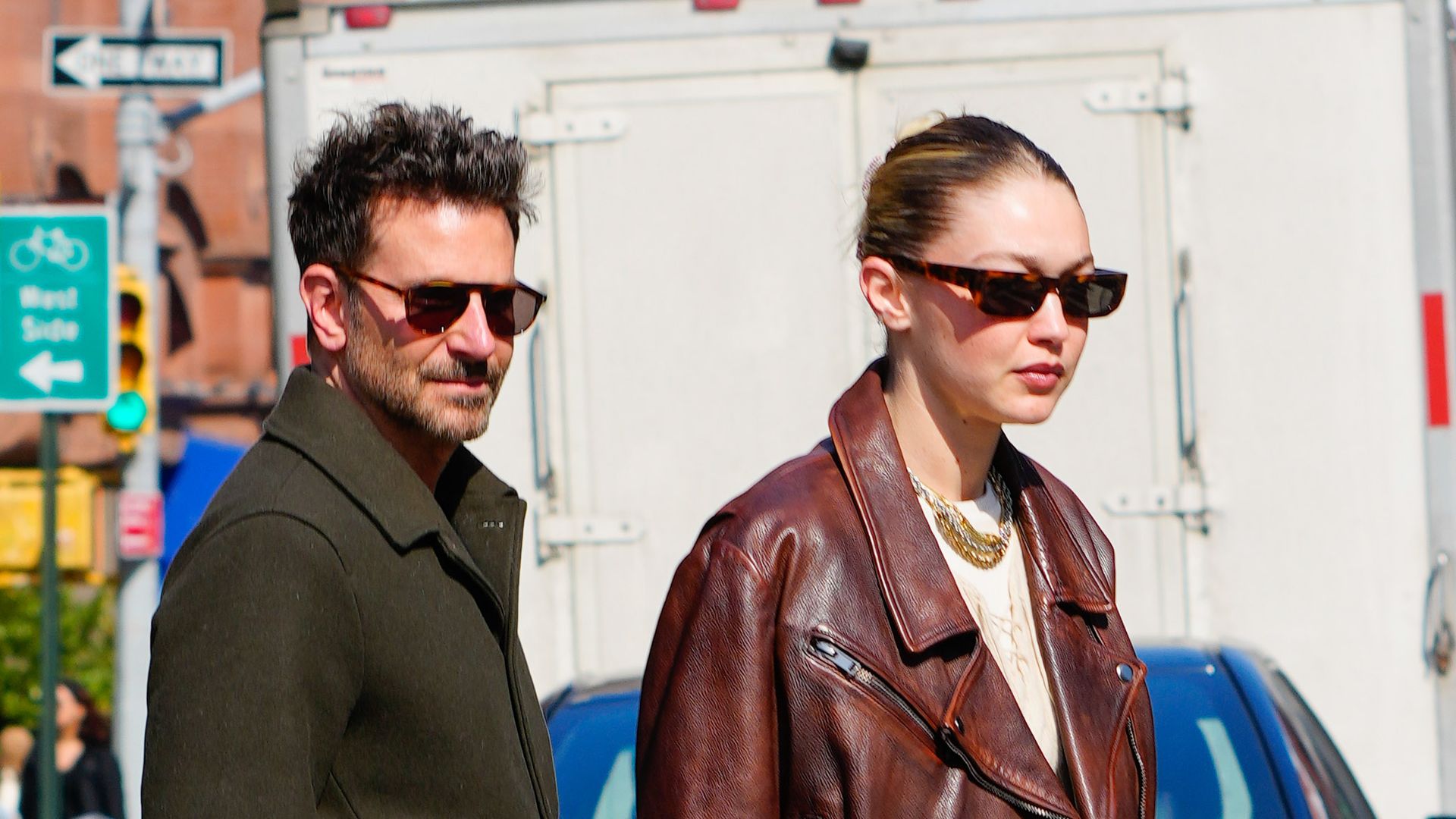 Gigi Hadid and Bradley Cooper walk in NYC