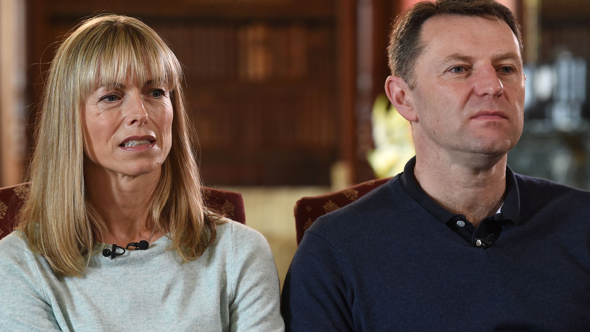 Kate and Gerry McCann look solemn as they discuss Madeleine's disappearance