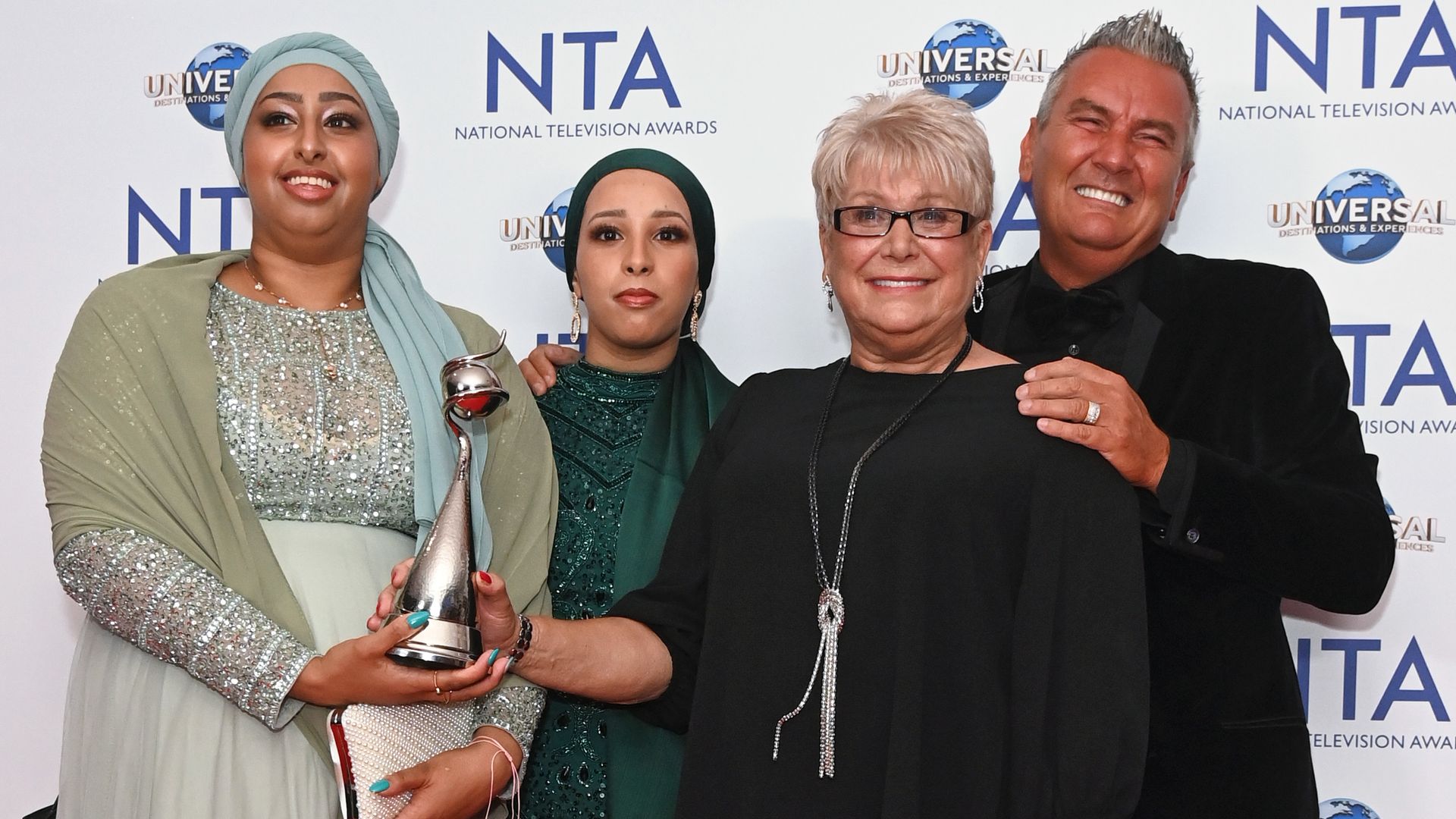 Amira Rota, Amani Rota, Jenny Newby and Lee Riley, accepting The Bruce Forsyth Entertainment Award on behalf of "Gogglebox"