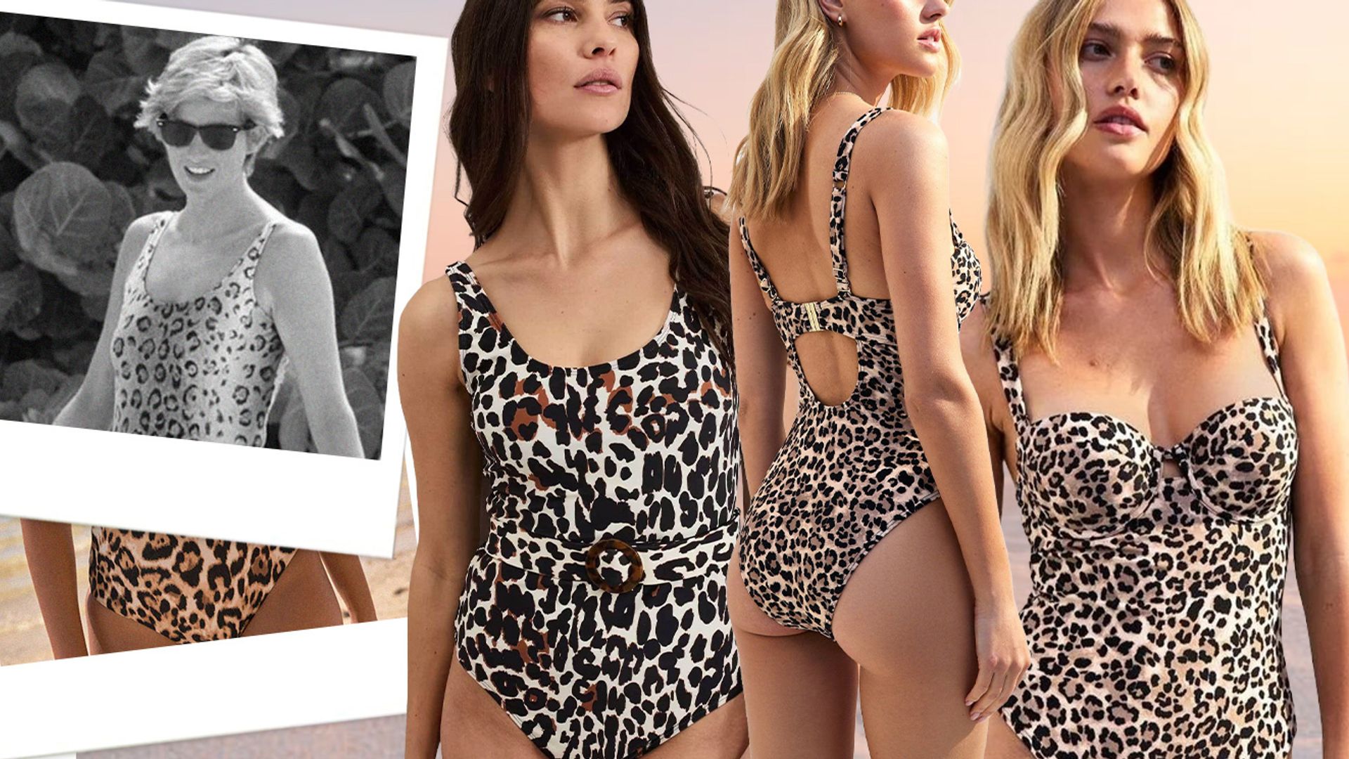 Princess Diana leopard print swimsuit and high street lookalikes