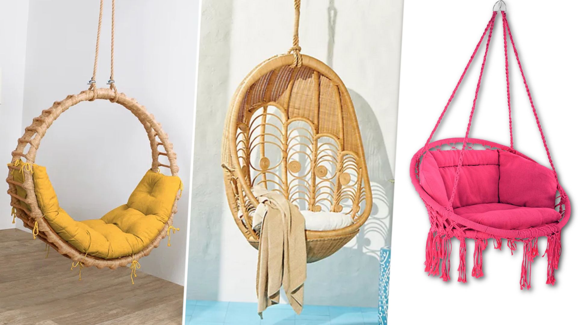 unique bright coloured hanging chairs