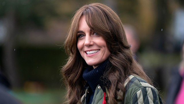 MORAY, SCOTLAND - NOVEMBER 02: Catherine, Princess of Wales, known as the Duchess of Rothesay when in Scotland, meets farmers at Brodieshill Farm, Moray, Scotland, to learn about efforts being made to better support the mental health and wellbeing of young people on November 02, 2023 in Moray, Scotland. Prince William, Duke of Rothesay and Catherine, Duchess of Rothesay are visiting Scotland to meet organisations supporting rural communities and those working provide mental health support to young people through access to the outdoors and practical learning. (Photo by Jane Barlow - WPA Pool/Getty Images)