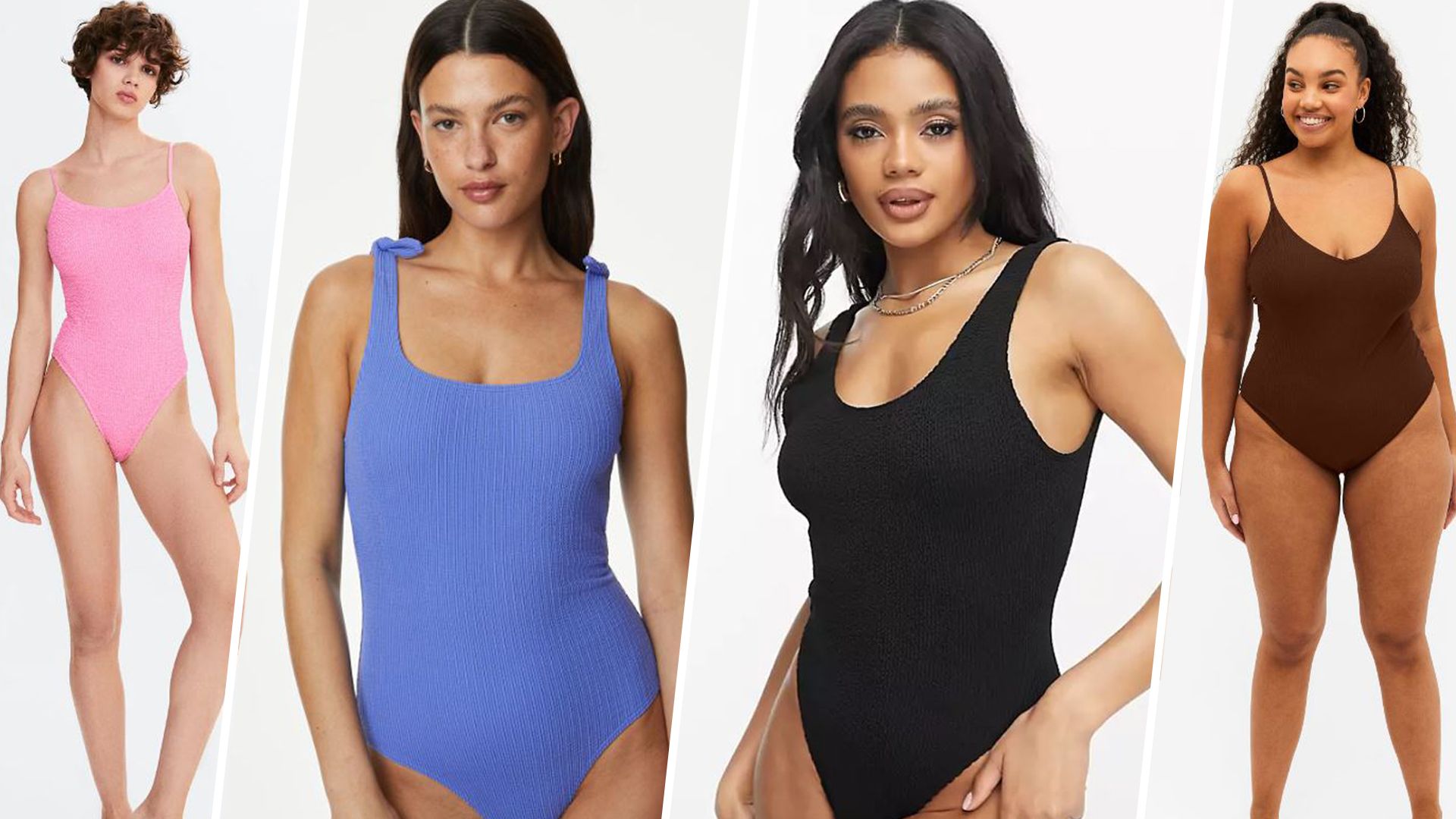split image ribbed swimsuits