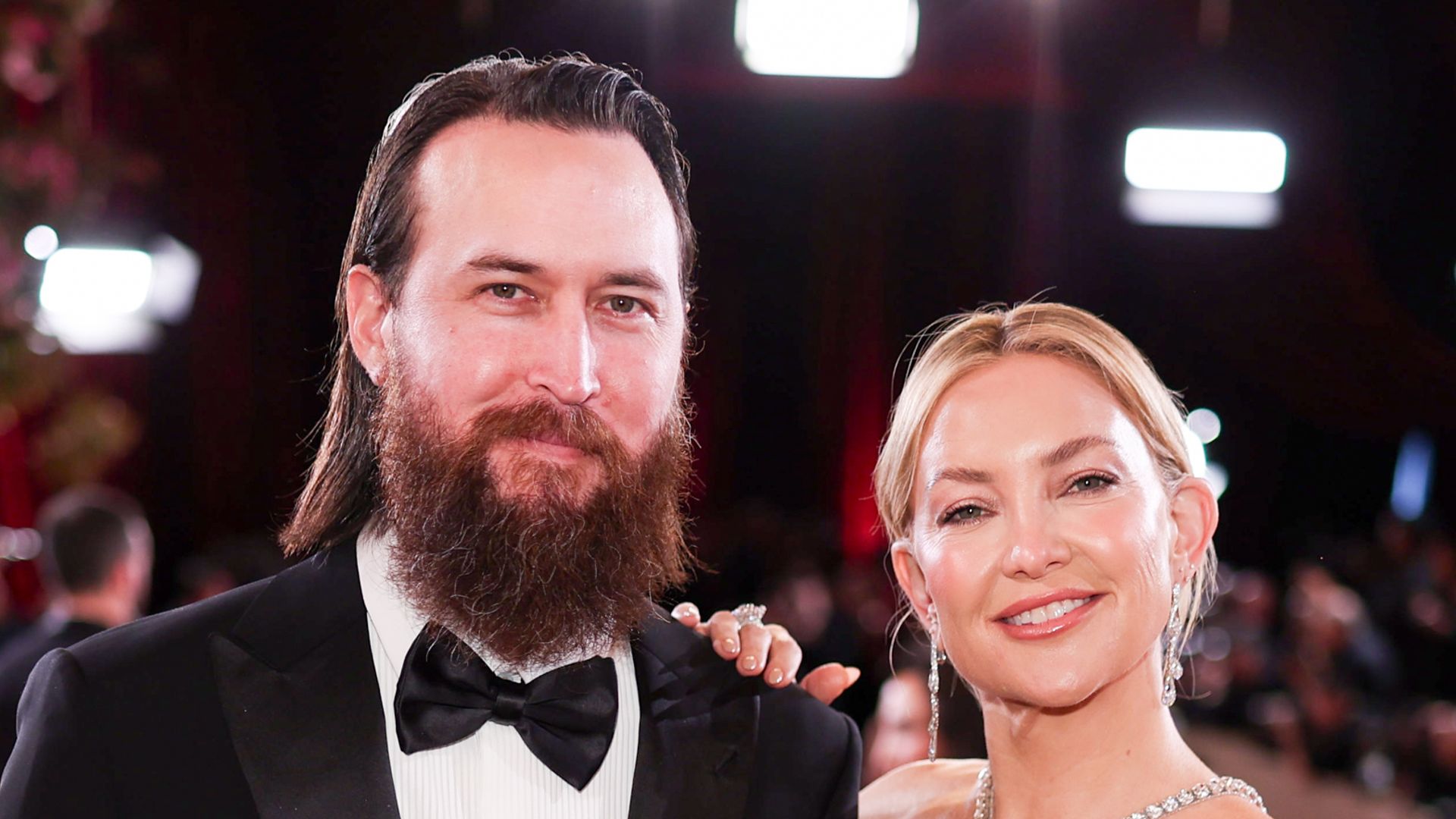 Danny Fujikawa and Kate Hudson at the 83rd Annual Golden Globes held at The Beverly Hilton on January 11, 2026 in Beverly Hills, California.