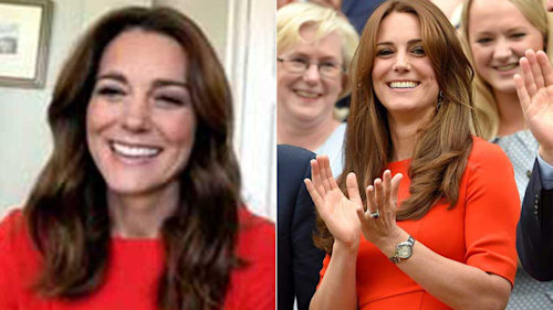 Kate Middleton is patriotic in red LK Bennett dress she makes touching ...