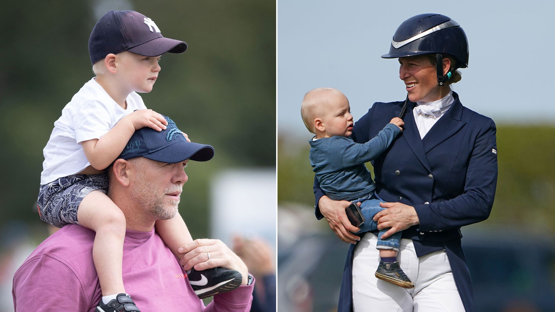 Lucas Tindall with his parents, Mike and Zara Tindall