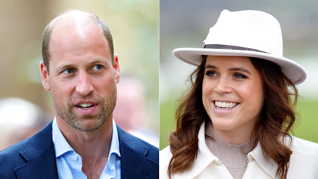 split image showing prince william and princess eugenie 