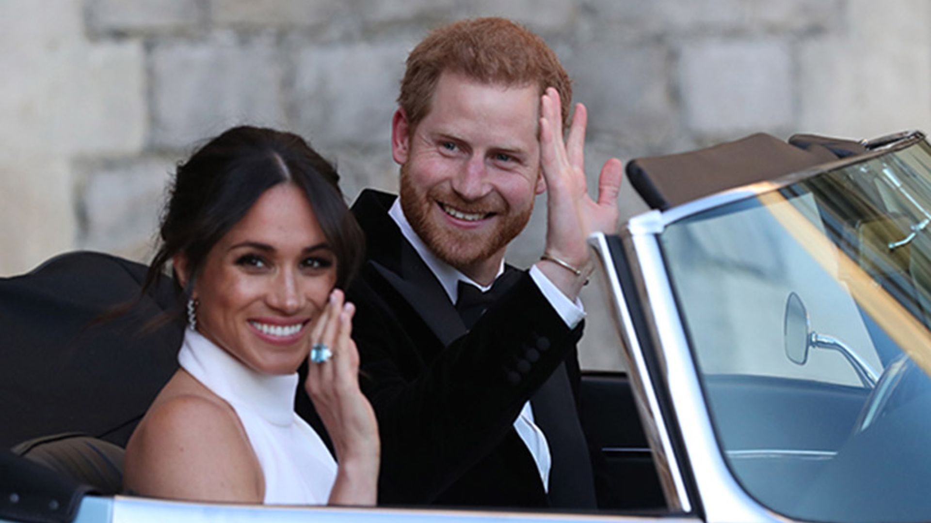 meghan markle prince harry waving reception royal wedding