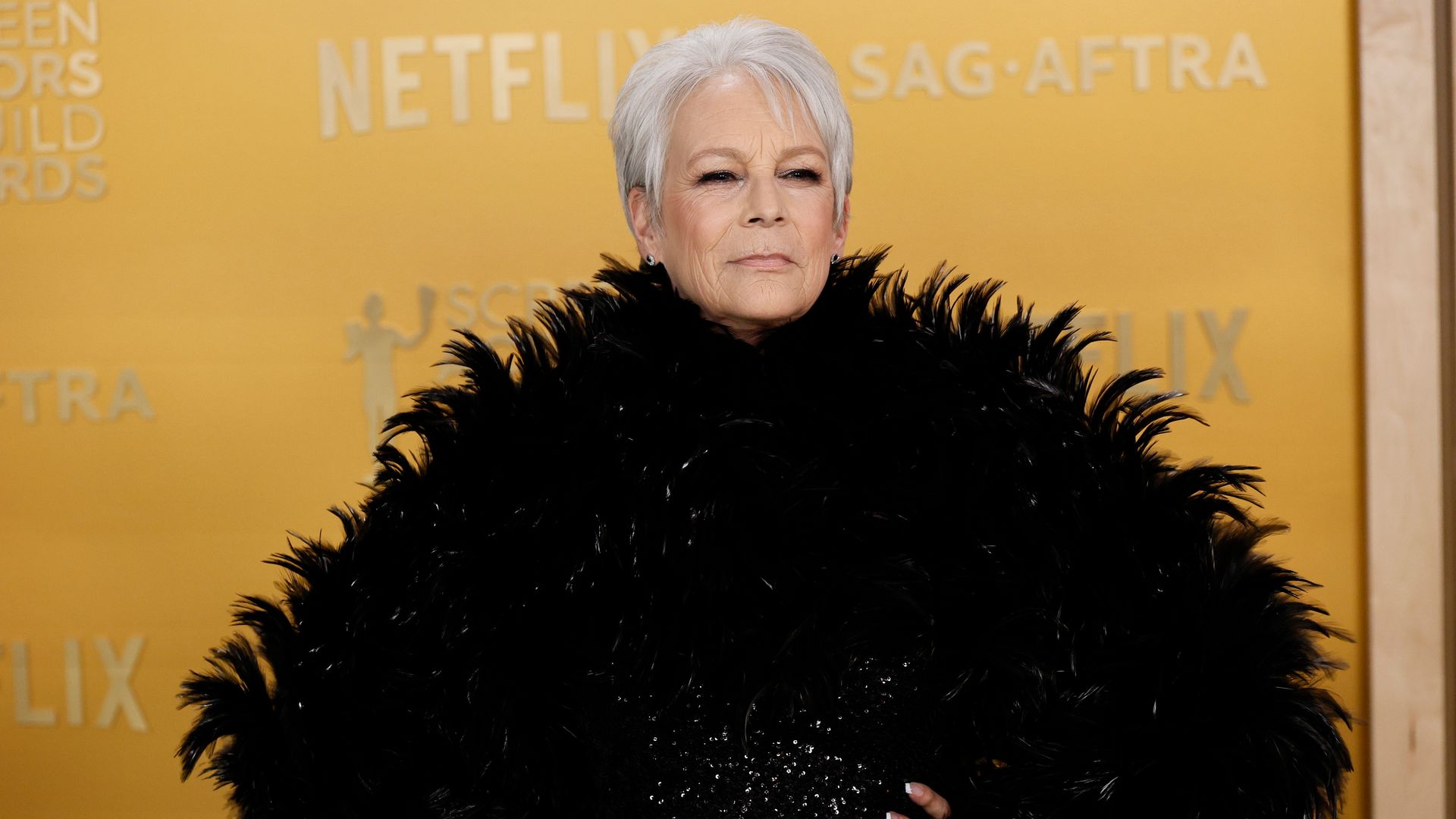 Jamie Lee Curtis just won the SAG Awards red carpet in dramatic feathered outfit