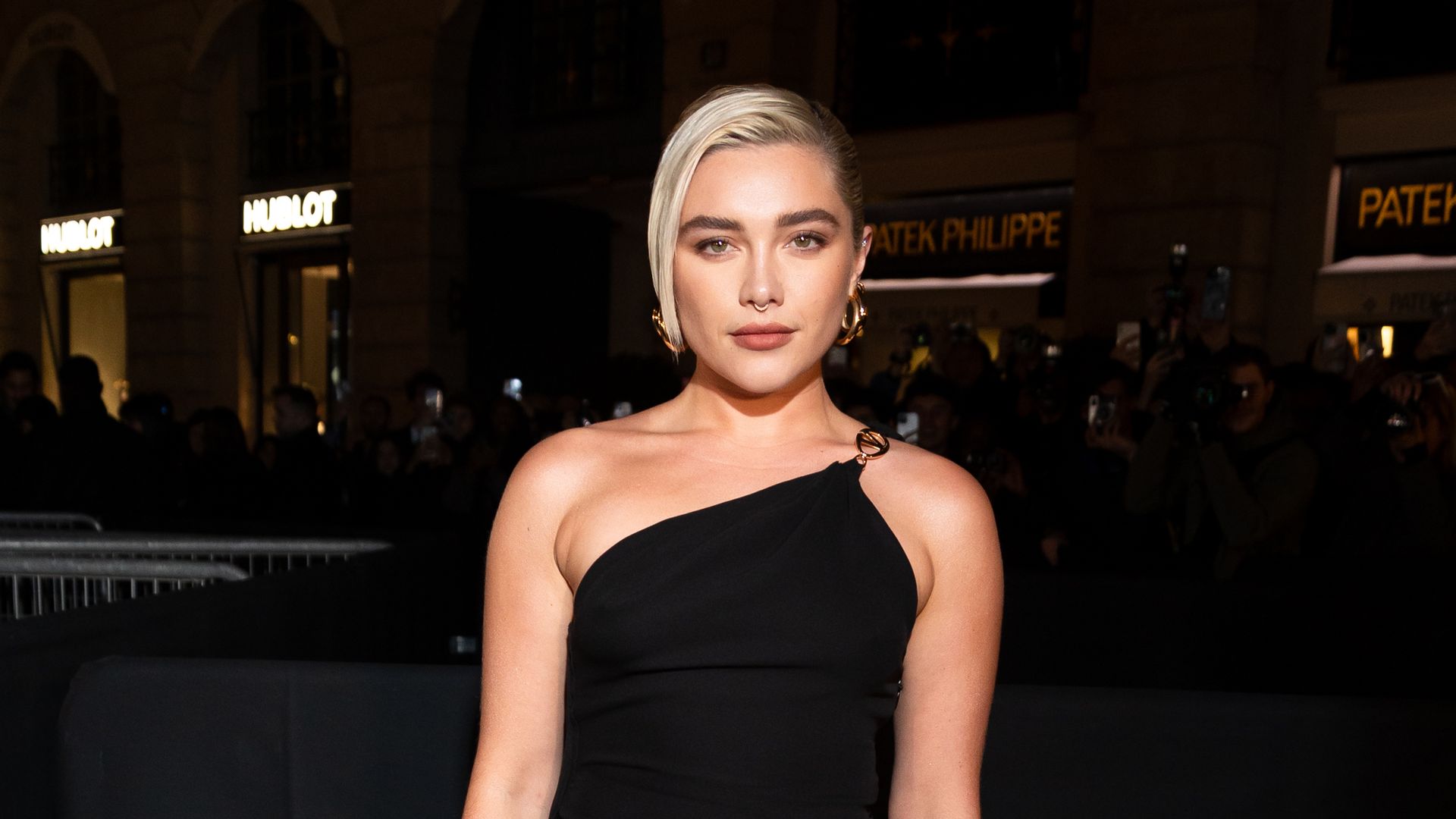Florence Pugh attends the Valentino Haute Couture Spring/Summer 2024 show as part of Paris Fashion Week  on January 24, 2024 in Paris, France. (Photo by Marc Piasecki/WireImage)