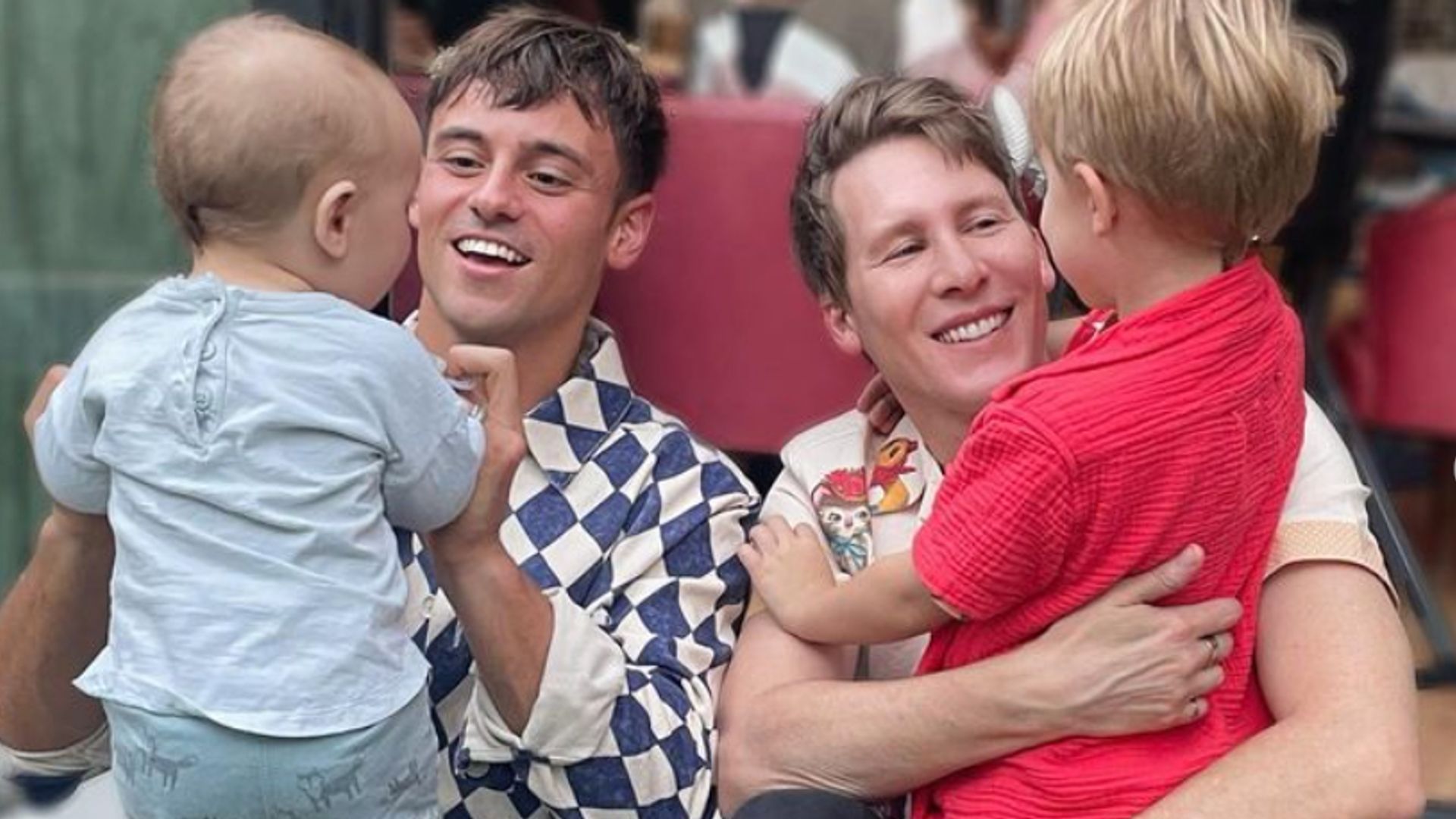Tom Daley and Dustin Lance Black with their sons