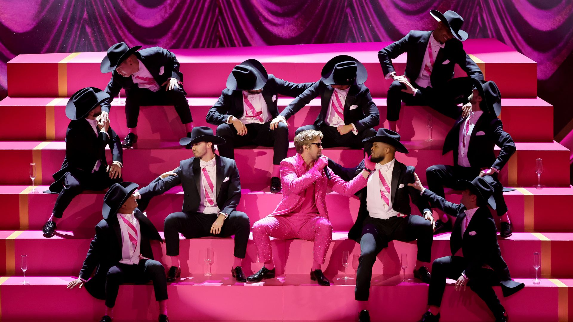 Ryan Gosling performs 'I'm Just Ken' from "Barbie" onstage during the 96th Annual Academy Awards at Dolby Theatre on March 10, 2024 in Hollywood, California. (Photo by Kevin Winter/Getty Images)