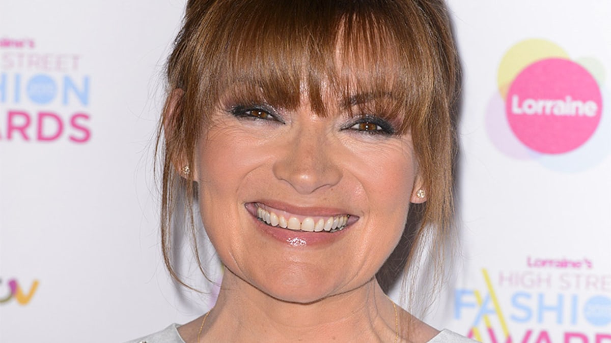 Lorraine Kelly wears a baby blue pastel dress on the Lorraine show HELLO!