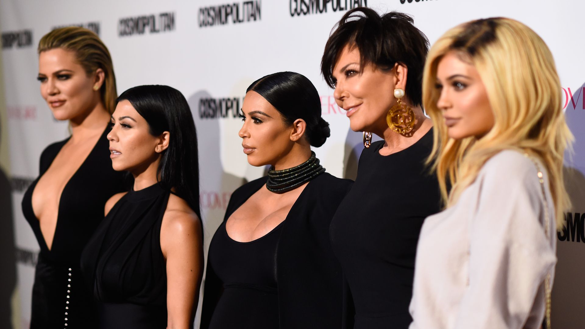 Kylie Jenner, Kris Jenner, Kim Kardashian, Kourtney Kardashian and Khloe Kardashian stood at an event