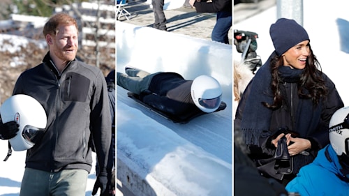 Prince Harry and Meghan Markle during day two of their visit to the Whistler Invictus Training Camp