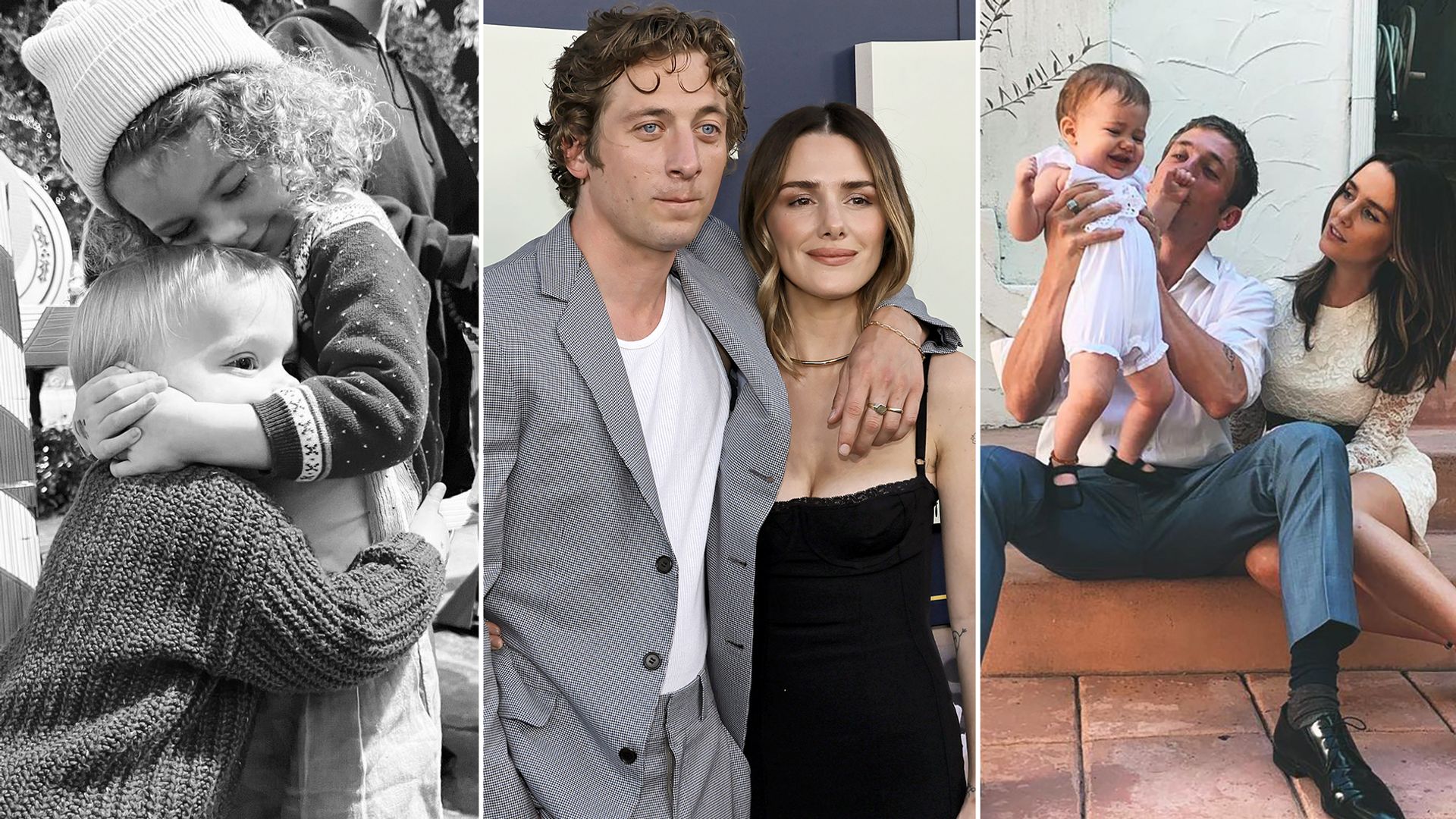 Jeremy Allen White with Addison and their two children