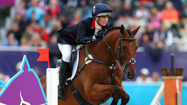  Zara Phillips of Great Britain riding High Kingdom in action in the Show Jumping Equestrian event on Day 4 of the London 2012 Olympic Games 