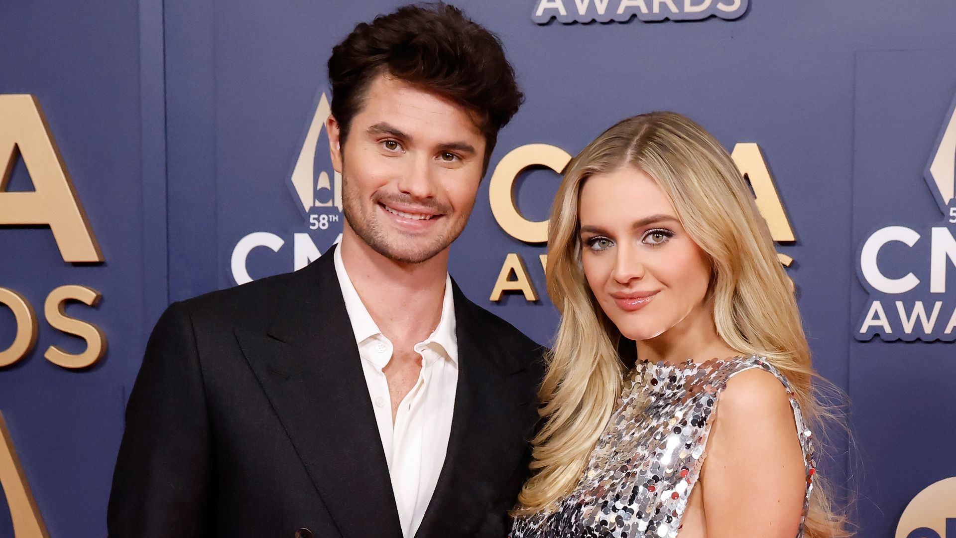 Chase Stokes and Kelsea Ballerini attend the 2024 CMA Awards