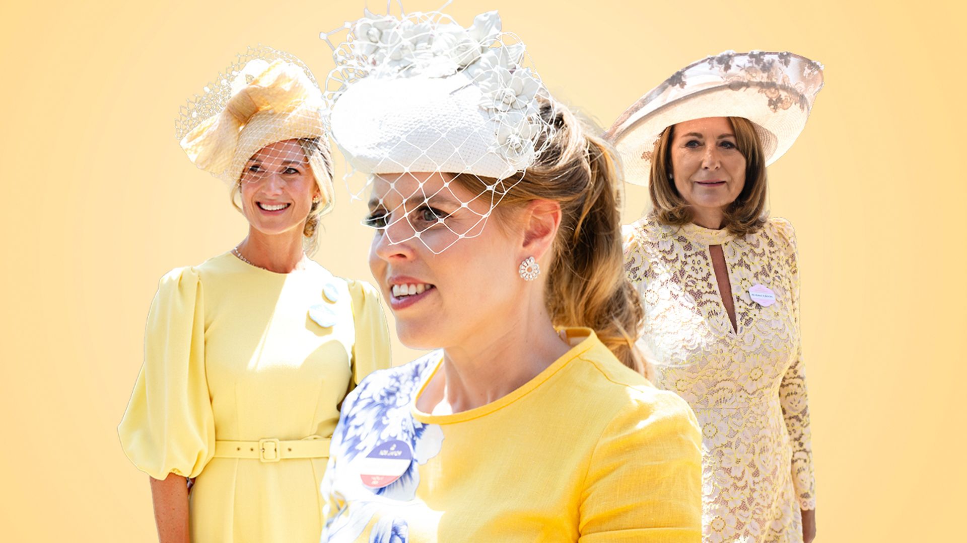 Royal ladies wearing buttr yellow 2025 - Carole Middleton, Harriet Sperling and Princess Beatrice