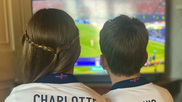 Princess Charlotte and Prince Louis watched the game at their Windsor home with their mum, the Princess of Wales