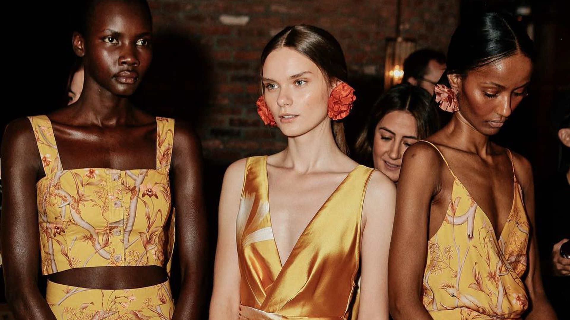 models in yellow dresses