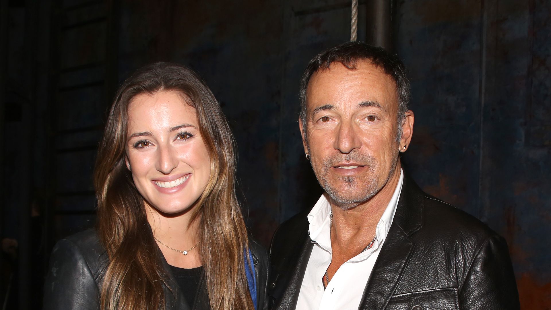NEW YORK, NY - OCTOBER 15:  Jessica Springsteen and Bruce Springsteen  backstage after a performance of 'The Last Ship' at the Neil Simon Theatre on October 15, 2014 in New York City.  (Photo by Walter McBride/Getty Images)