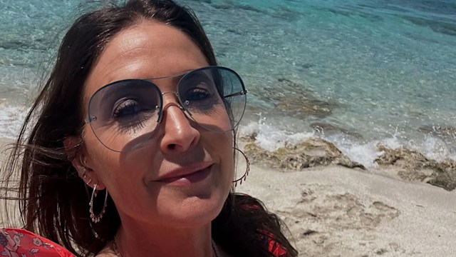 Lisa Snowdon on beach in Ibiza