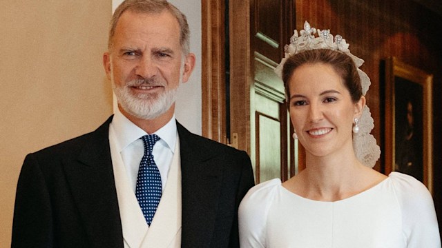 King Felipe VI and Victoria Lopez-Quesada Borbon Dos Sicilias on her wedding day