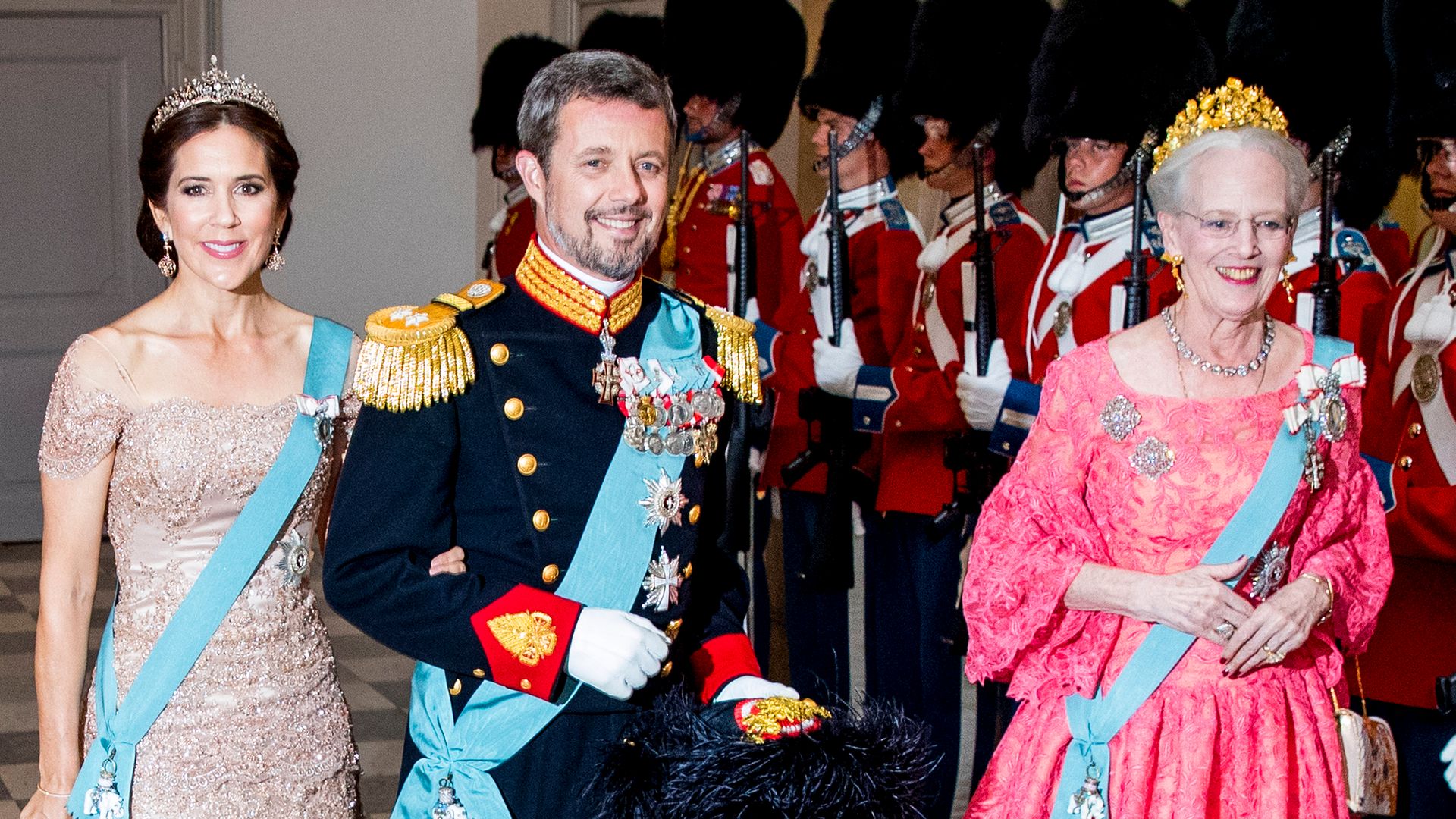 Queen Margrethe of Denmark, Crown Prince Frederik of Denmark and Crown Princess Mary 