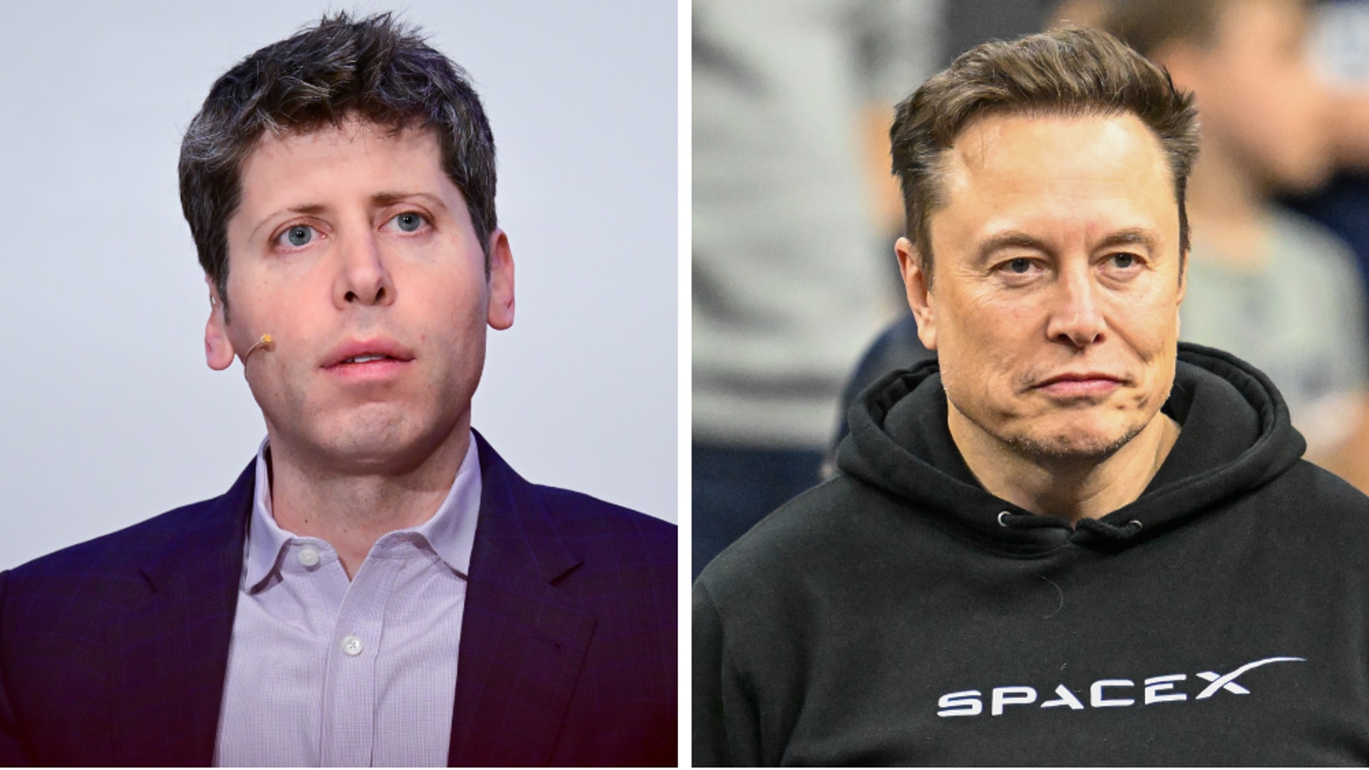 elon musk sam altman split image
