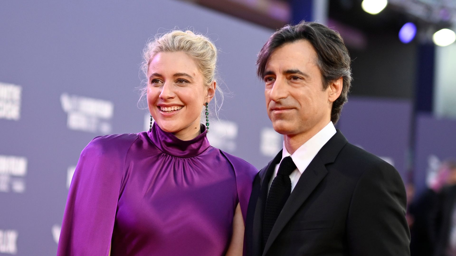 Greta Gerwig and Noah Baumbach attend the "White Noise" UK premiere during the 66th BFI London Film Festival at The Royal Festival Hall on October 06, 2022 in London, England