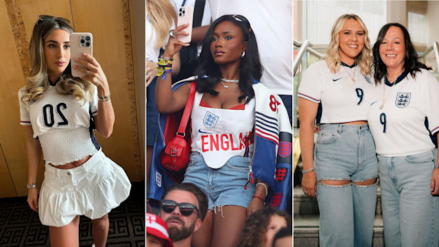 Dani Dyer, Tolami Benson and Kate Kane supporting England at Euro 2024 final