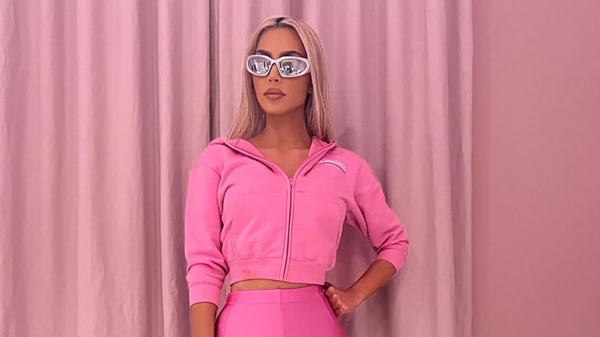 Kim Kardashian looks insane in her latest pink Balenciaga head-to