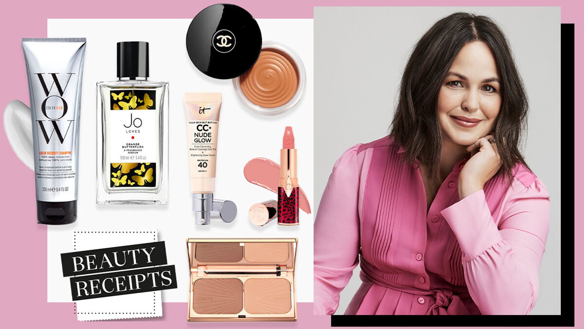 Giovanna Fletcher photographed with some of her favourite makeup products