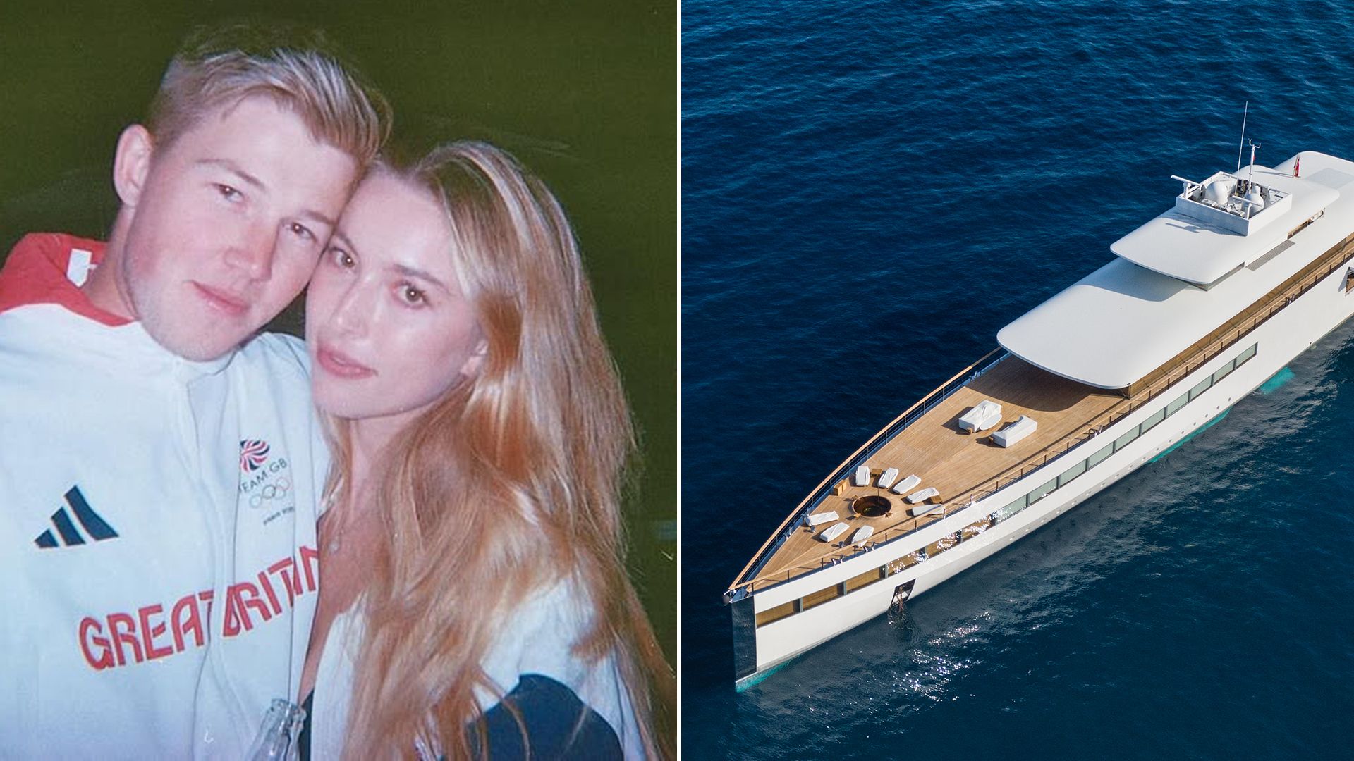 Eve Jobs with her husband next to their superyacht