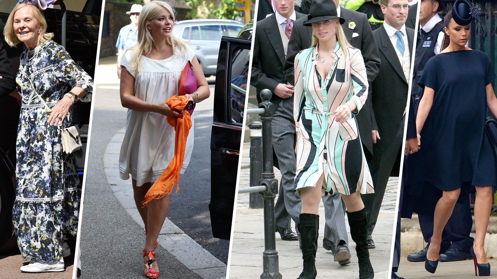 Duchess of Kent, Holly Willoughby, Zara Tindall and Victoria Beckham attending weddings