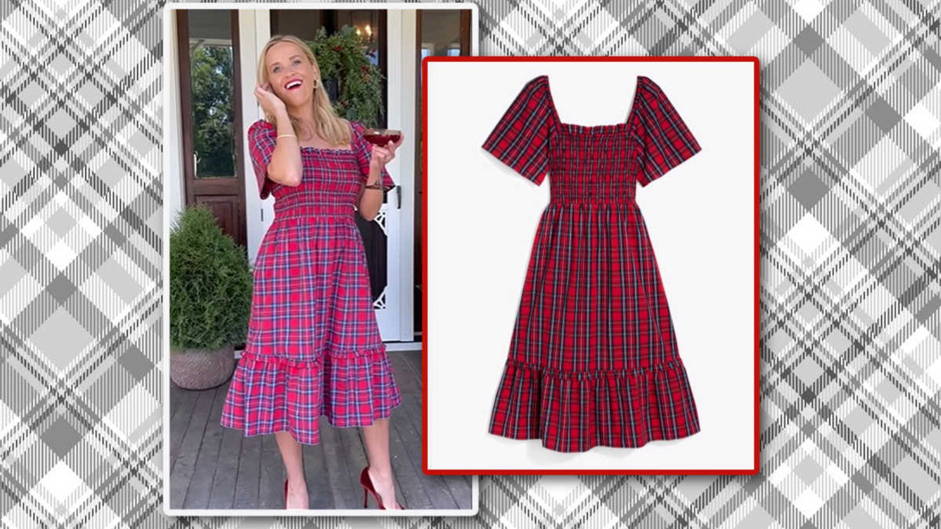 reese witherspoon red plaid dress draper
