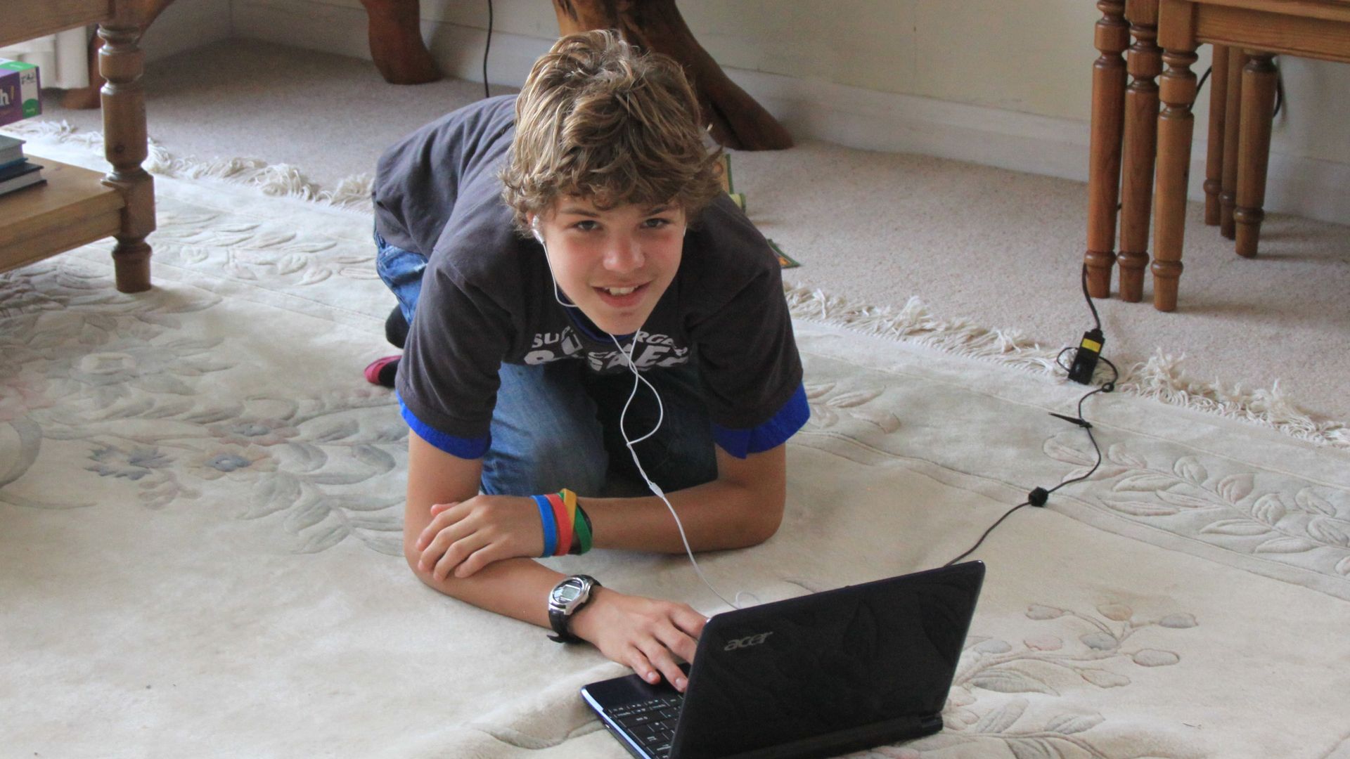 Breck on his laptop at home