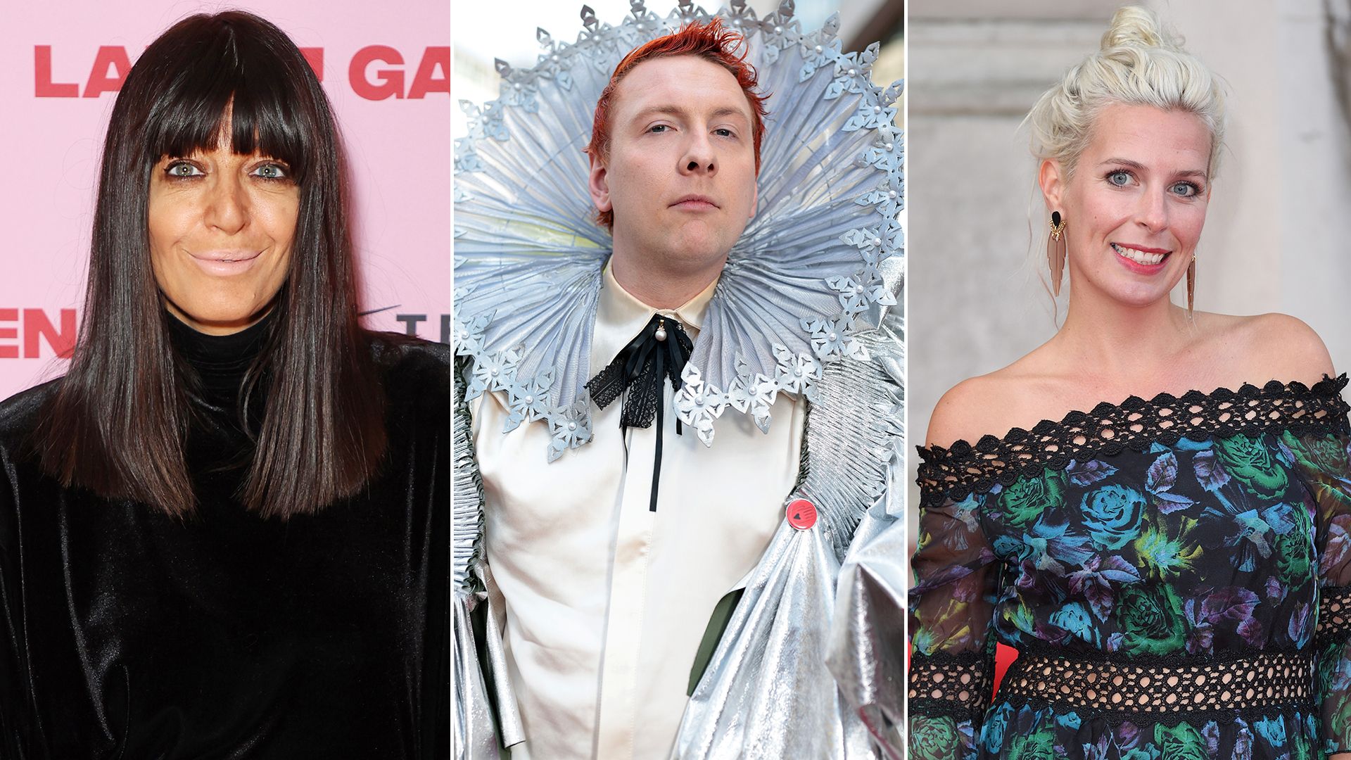 Split image of Claudia Winkleman, Joe Lycett and Sarah Pascoe