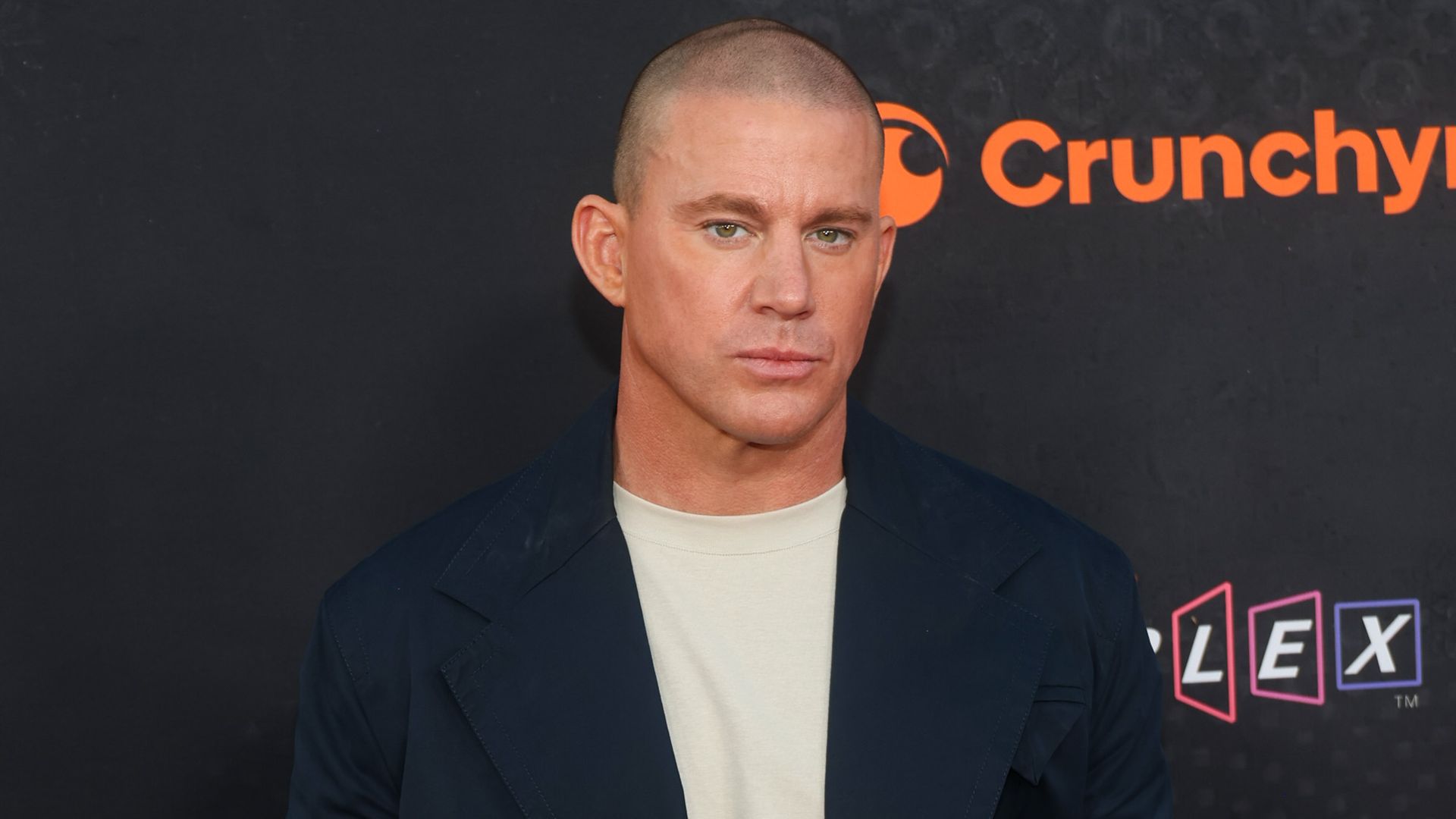 Channing Tatum in navy suit at premiere of "Demon Slayer: Kimetsu No Yaiba Infinity Castle" 