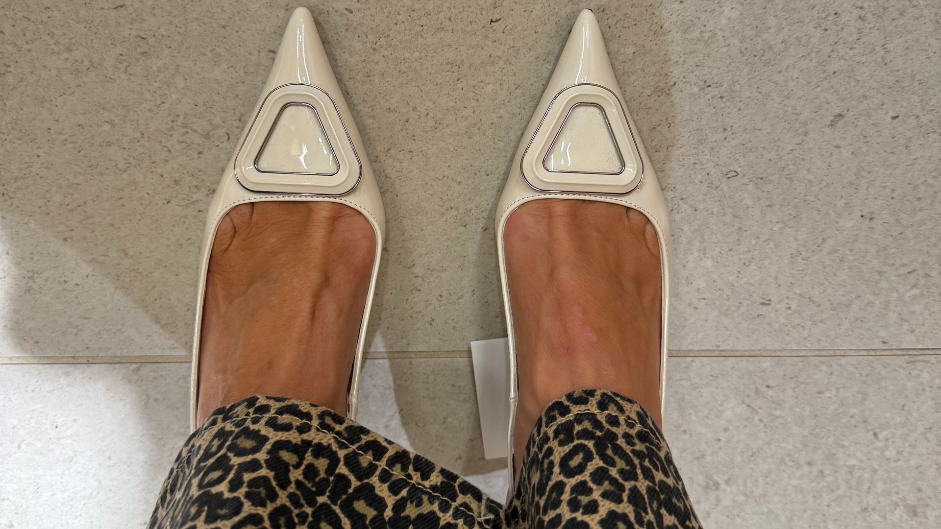 I bought the white Prada lookalike slingback shoes from Mango and they're so comfy