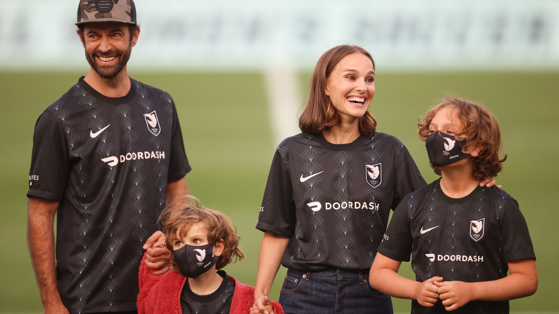 Natalie Portman with her family supporting the LA women's team