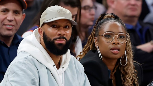 Common and Jennifer Hudson are seen in attendance during Game Five of the Eastern Conference Second Round Playoffs between the Indiana Pacers and the New York Knicks at Madison Square Garden on May 14, 2024 in New York City. NOTE TO USER: User expressly acknowledges and agrees that, by downloading and or using this photograph, User is consenting to the terms and conditions of the Getty Images License Agreement