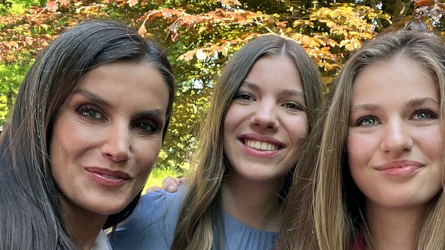 King Felipe VI, Queen Letizia, crown Princess Leonor and Princess Sofia selfie