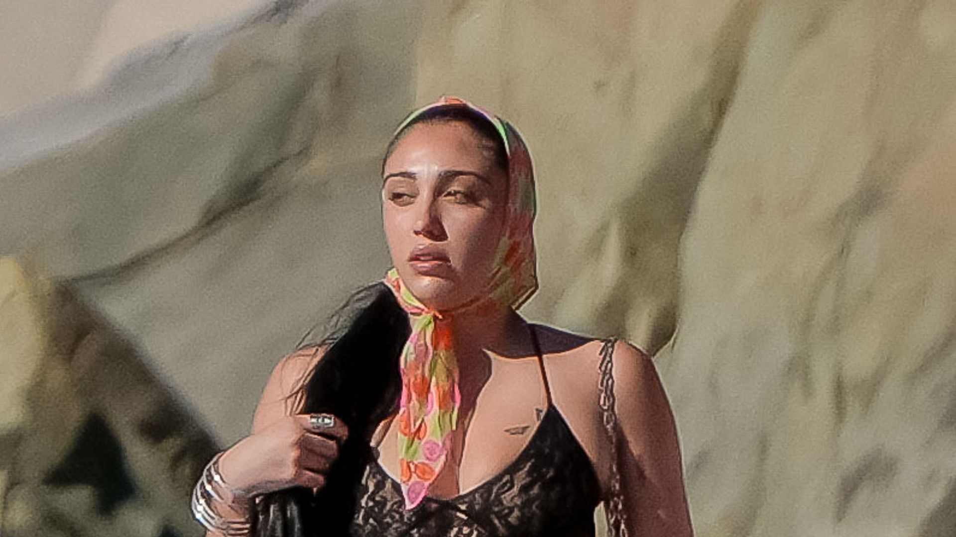 Lourdes Leon stuns in sheer lace catsuit as she arrives in St Barts with Madonna, 65, and brother Rocco Ritchie
