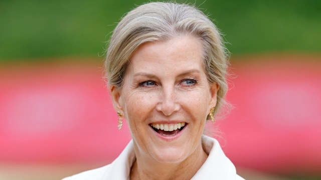 Sophie, Duchess of Edinburgh smiling in white jacket