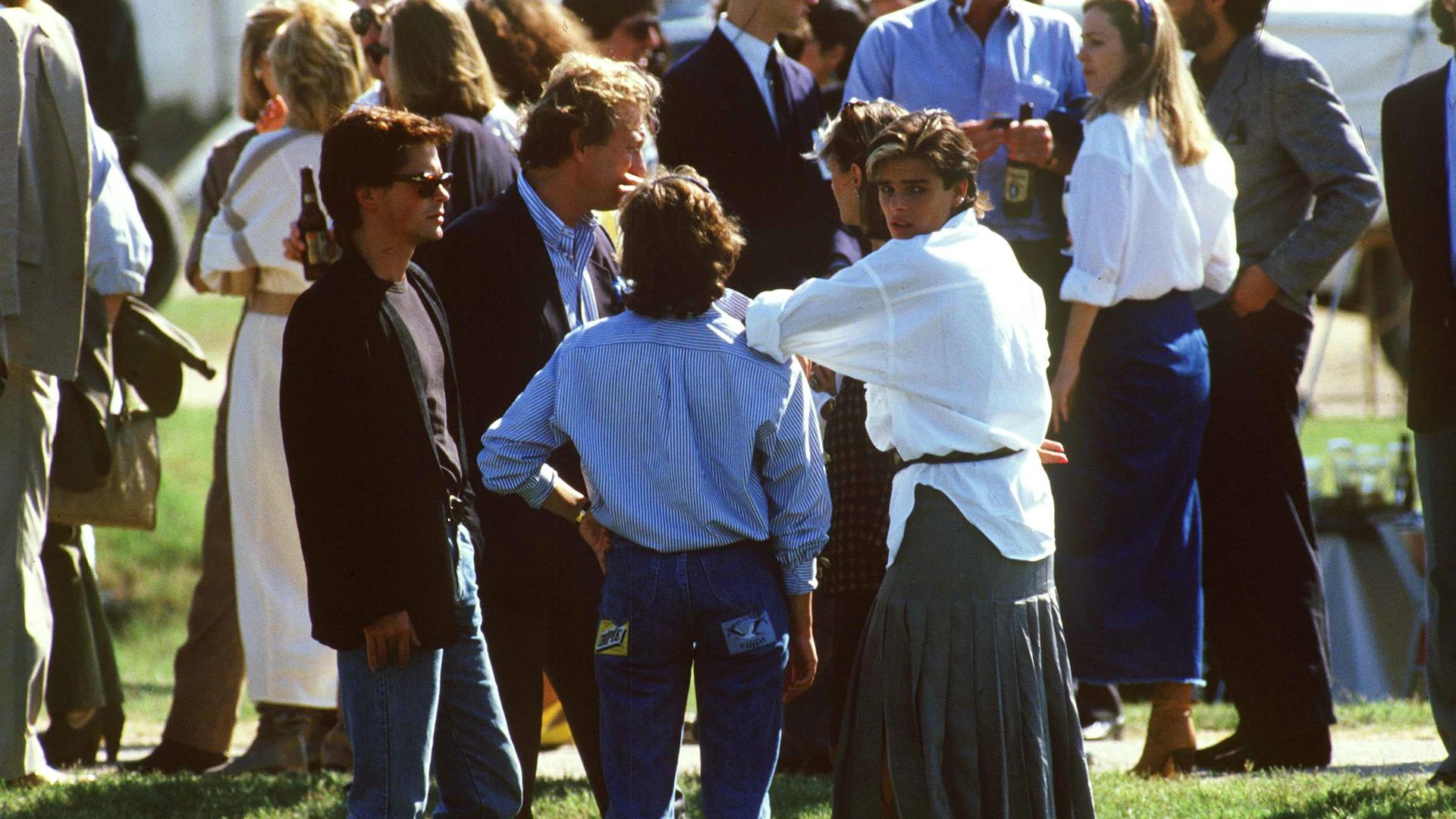 Rob and Stéphanie pictured with friends at an outdoor event in 1986