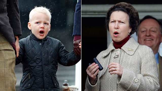 split image showing lucas tindall and princess anne 