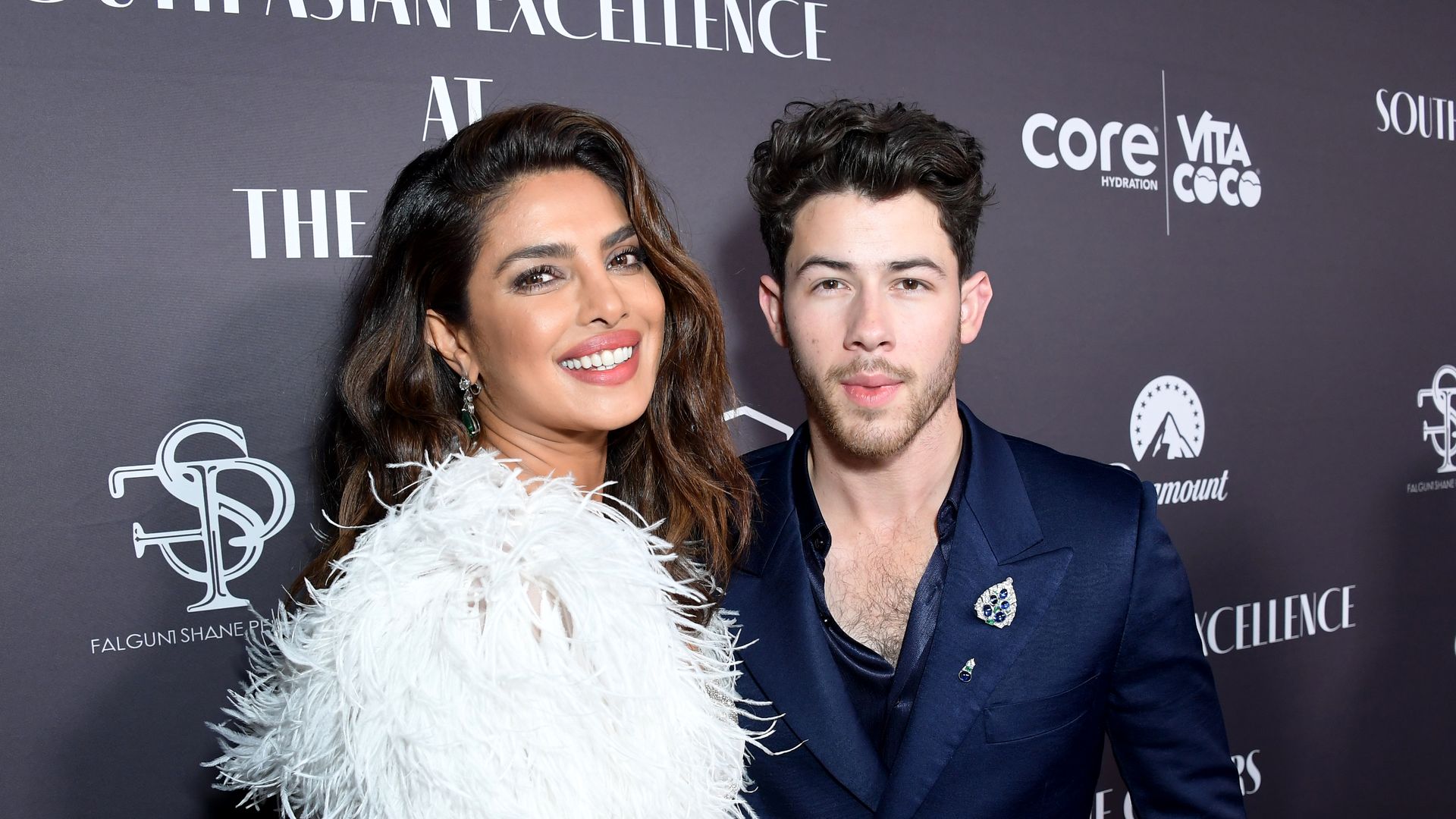 Priyanka Chopra Jonas and Nick Jonas attend the 2nd Annual South Asian Excellence Pre-Oscars Celebration at Paramount Pictures Studios on March 09, 2023